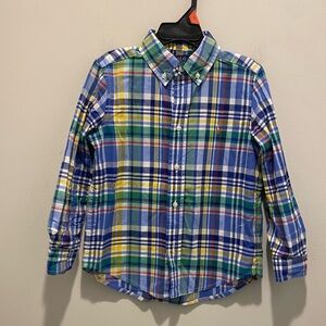 Polo Ralph Lauren Plaid Cotton Oxford Fun Shirt Baby Toddler Size 5 EUC Preppy